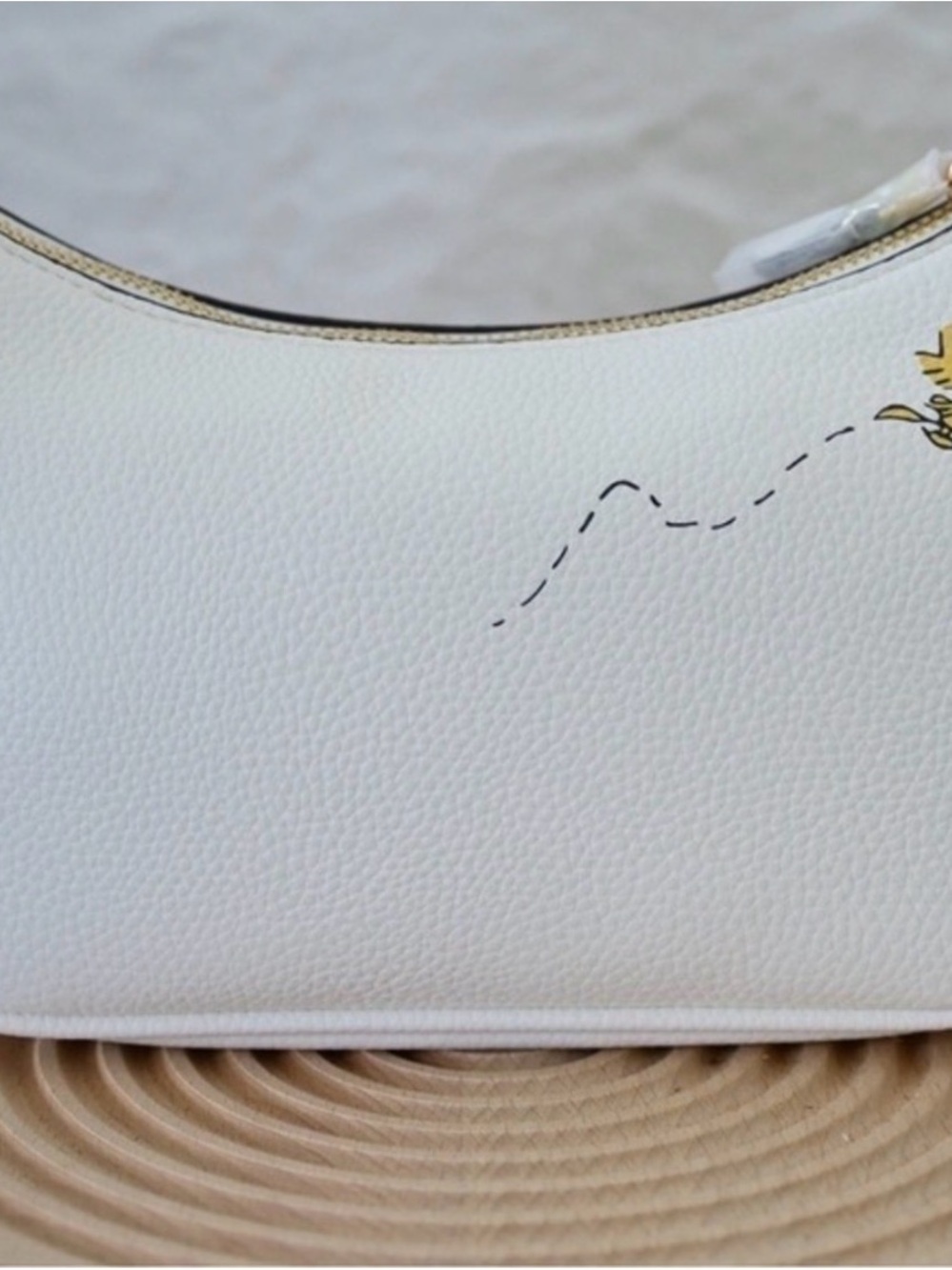 Coach White Leather Snoopy & Woodstock Hobo Bag - Picture 3 of 6